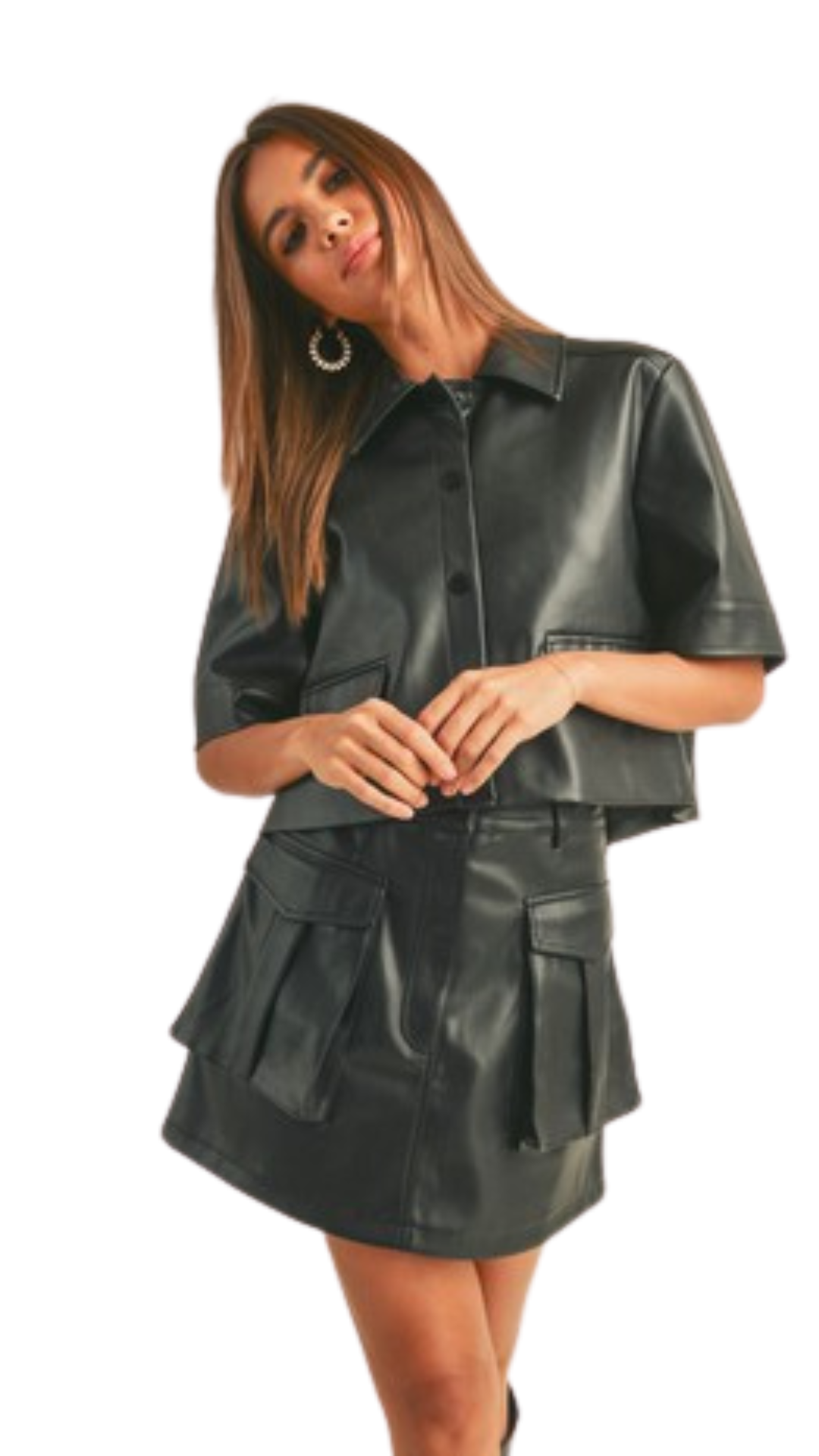VEGAN LEATHER SHORT SLEEVE JACKET