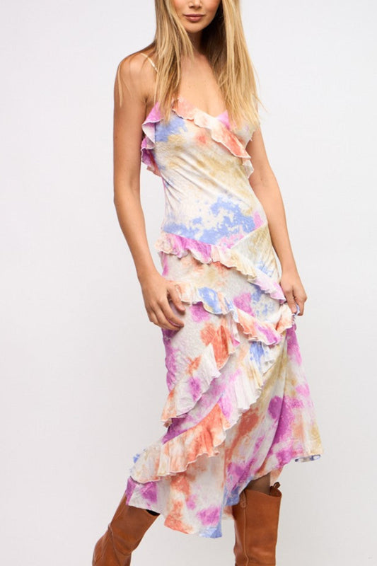 RUFFLE MIDI DRESS
